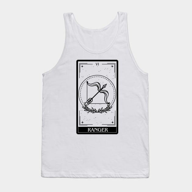 Ranger Tarot Card D&D Nat 20 Dungeons & Dragons T-Shirt Black Tank Top by JaeSlaysDragons